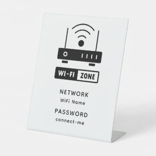 Signe De Table Mot de passe minimaliste de zone Wifi simple