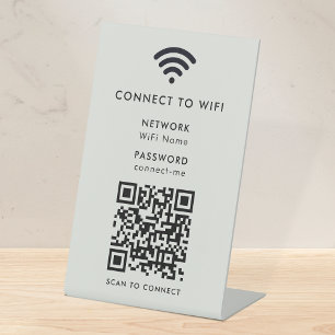 Signe De Table Mot de passe réseau Wifi QR Code Scan pour connect