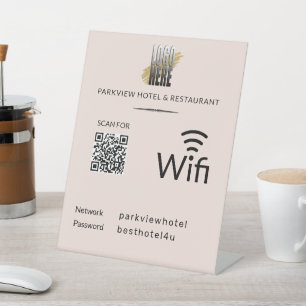 Signe De Table Mot de passe réseau Wifi simple Code QR Logo Blush