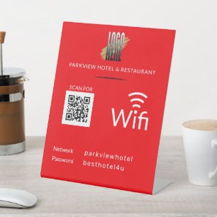 Signe De Table Mot de passe réseau Wifi simple Code QR Logo Red P