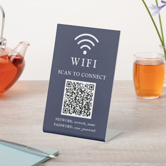 Signe De Table Mot de passe Wifi & Logo et code QR de l'entrepris (In SItu)