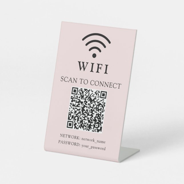Signe De Table Mot de passe Wifi & Logo et code QR de l'entrepris (Recto)