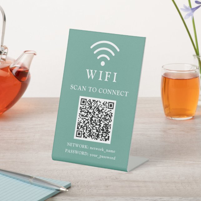 Signe De Table Mot de passe Wifi & Logo et code QR de l'entrepris (In SItu)