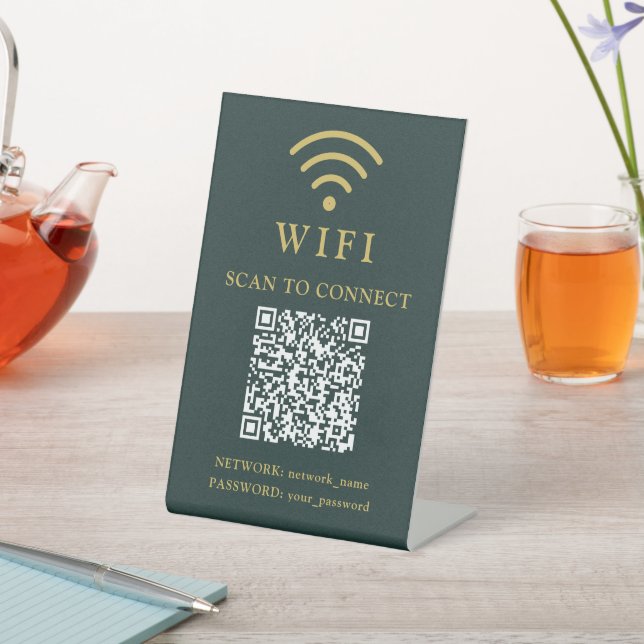Signe De Table Mot de passe Wifi & Logo et code QR de l'entrepris (In SItu)