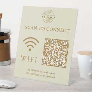 Signe De Table Mot de passe Wifi moderne & Réseau Code QR Logo