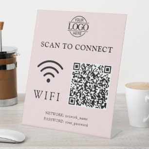 Signe De Table Mot de passe Wifi moderne & Réseau Code QR Logo