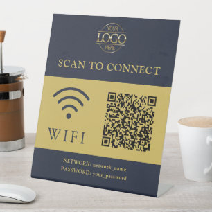 Signe De Table Mot de passe Wifi moderne & Réseau Code QR Logo