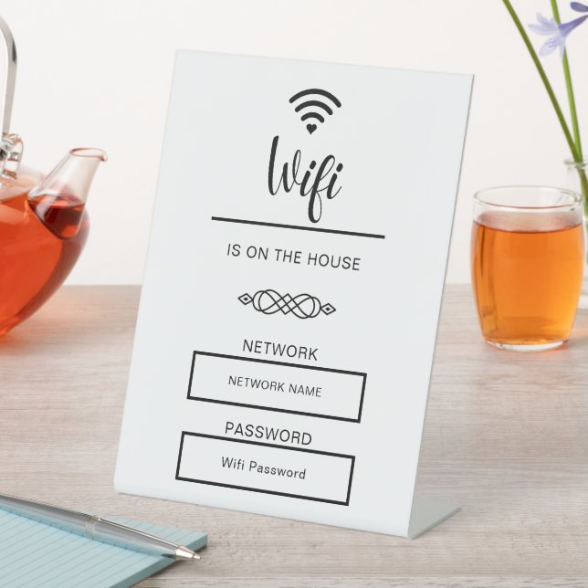 Signe De Table Mot de passe Wifi noir et blanc pour la maison (In SItu)