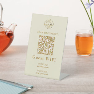 Signe De Table Mot de passe Wifi simple & Réseau   Code QR Entrep