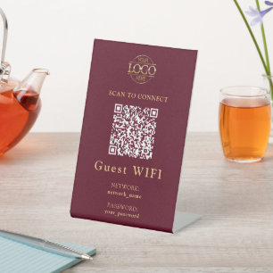 Signe De Table Mot de passe Wifi simple & Réseau Code QR Entrep