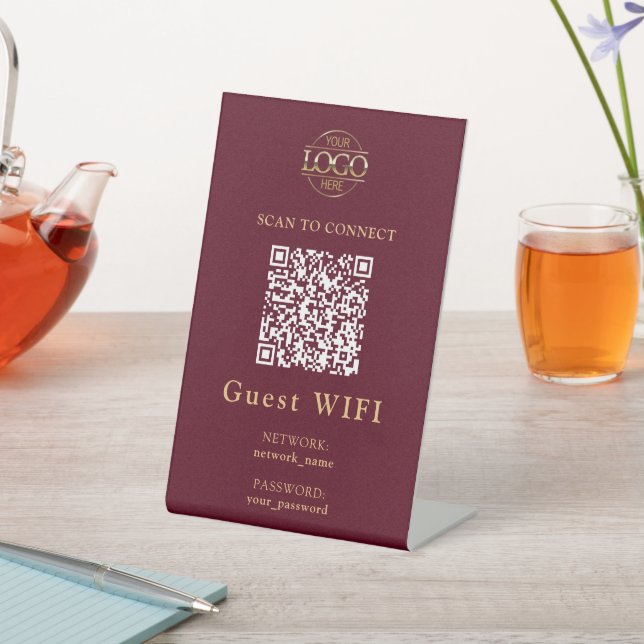 Signe De Table Mot de passe Wifi simple & Réseau | Code QR Entrep (In SItu)