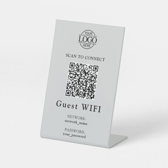 Signe De Table Mot de passe Wifi simple & Réseau | Code QR Entrep (Recto)