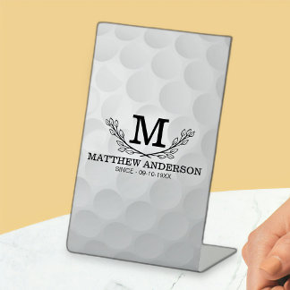 Signe De Table Motif de balle de golf personnalisé Nom Monogramme