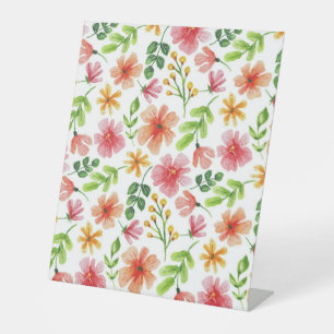 Signe De Table Motif de fleurs roses à l'aquarelle