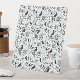 Signe De Table Motif noir et blanc Paisley - Art textile élégant