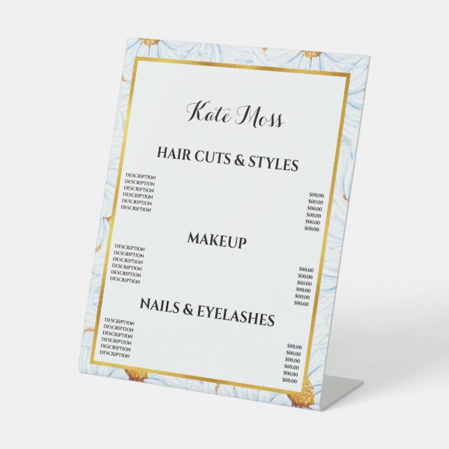 Signe De Table Motifs de marguerite blanc (Recto)