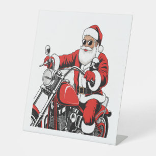 Signe De Table Moto à cheval père Noël