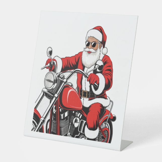 Signe De Table Moto à cheval père Noël (Recto)