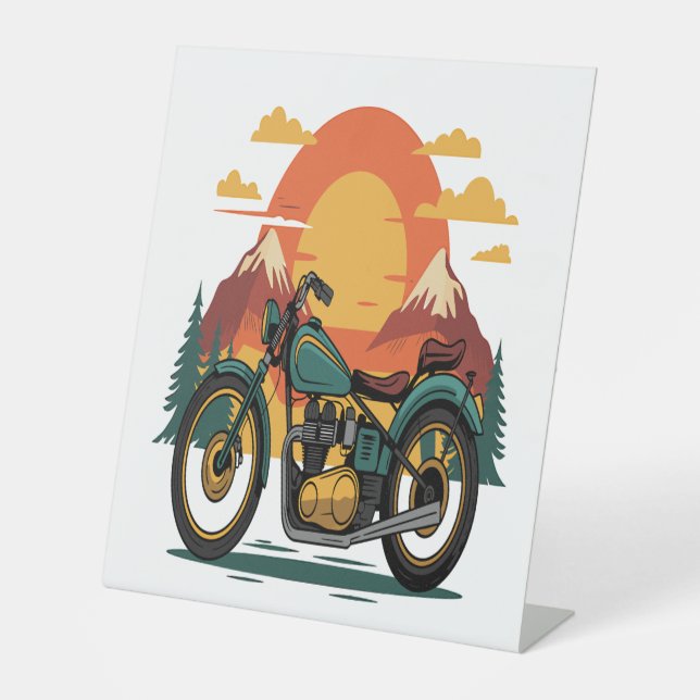 Signe De Table Moto Moto Retro Vintage Sunset (Recto)