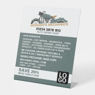 Signe De Table Motocyclette classique, mécanique automobile et ré