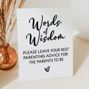 Signe De Table Mots de sagesse pour les parents Baby shower