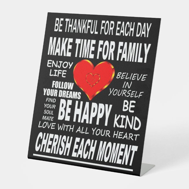 Signe De Table Mots Inspirants À Vivre Par (Recto)