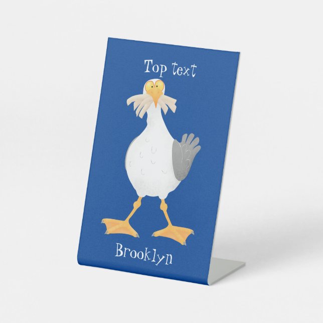 Signe De Table Mouette drôle avec frites dessin animé (Recto)