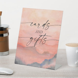 Signe De Table Mountain Watercolor Sunset Cartes Rustiques Cadeau