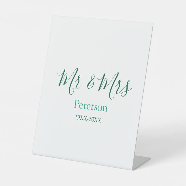 Signe De Table Mr & Mrs last name married year wedding engagement (Recto)
