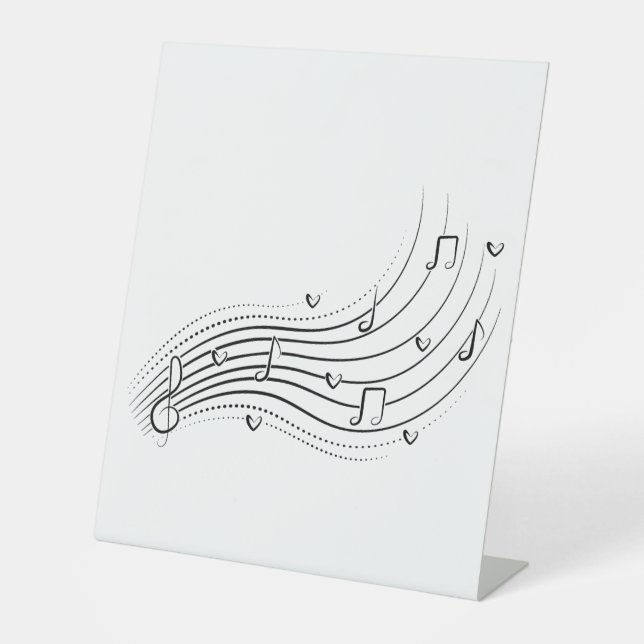 Signe De Table Musical note wave, black line clipart (Recto)