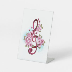 Signe De Table Musical treble clef notes with sakura flowers