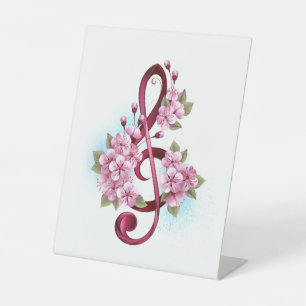 Signe De Table Musical treble clef notes with sakura flowers