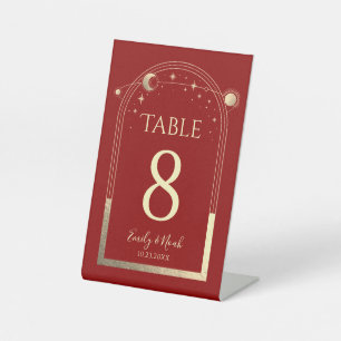 Signe De Table Mystical Red Gold Sun Moon Stars Celestin Mariage