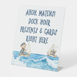 Signe De Table Nautical Boy Sailor Nounours Baby shower cadeau
