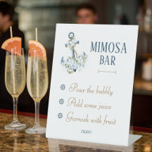 Nautical Bridal Shower Mimosa Bar Table Sign