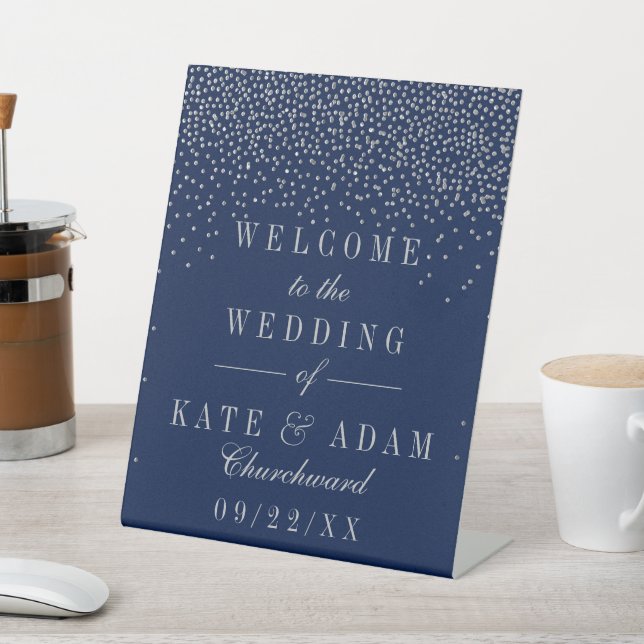 Signe De Table Navy Blue et Glam Silver Confeti Wedding Welcome (In SItu)