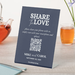 Signe De Table Navy Blue Share The Love Photo Qr Code Mariage