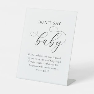 Signe De Table Ne dites pas baby shower jeu simple minimaliste