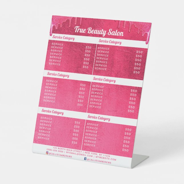 Signe De Table Neon Pink épais Parties scintillant Drivers Salon  (Recto)