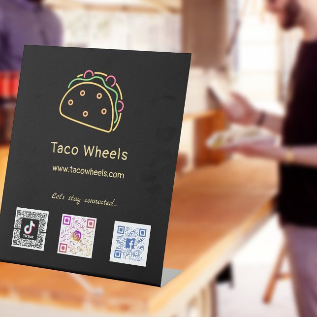 Signe De Table Neon Taco Codes d'analyse des médias sociaux (Créateur téléchargé)