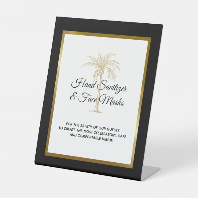 Signe De Table Nettoyage de mariage au palmier noir tropical en o (Recto)
