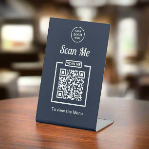 Signe De Table Nettoyer Marine Blue Scan QR Code Logo d'entrepris