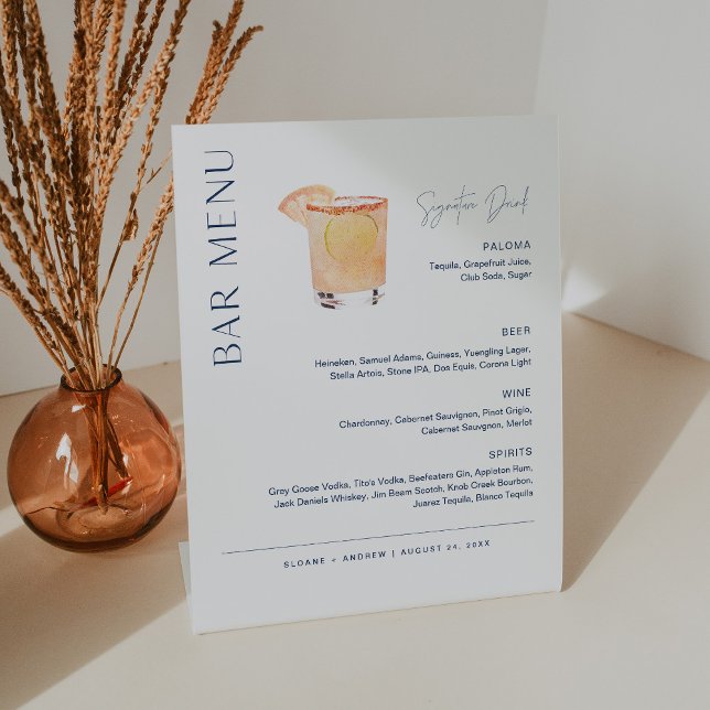 Signe De Table NEVE Mariage Bar Menu, Signature Boire (Créateur téléchargé)