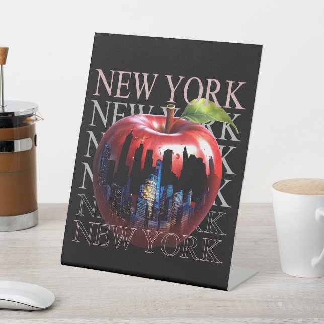 Signe De Table New York La Grande Pomme Fruit Silhouette Ville (In SItu)