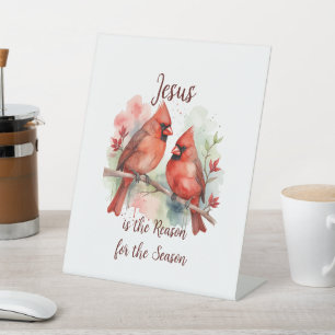 Signe De Table Noël Cardinal Rouge Jésus Raison de la saison