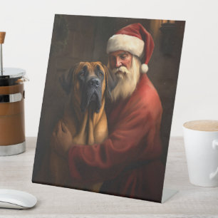 Signe De Table Noël festif Rhodesian Ridgeback Santa Claus