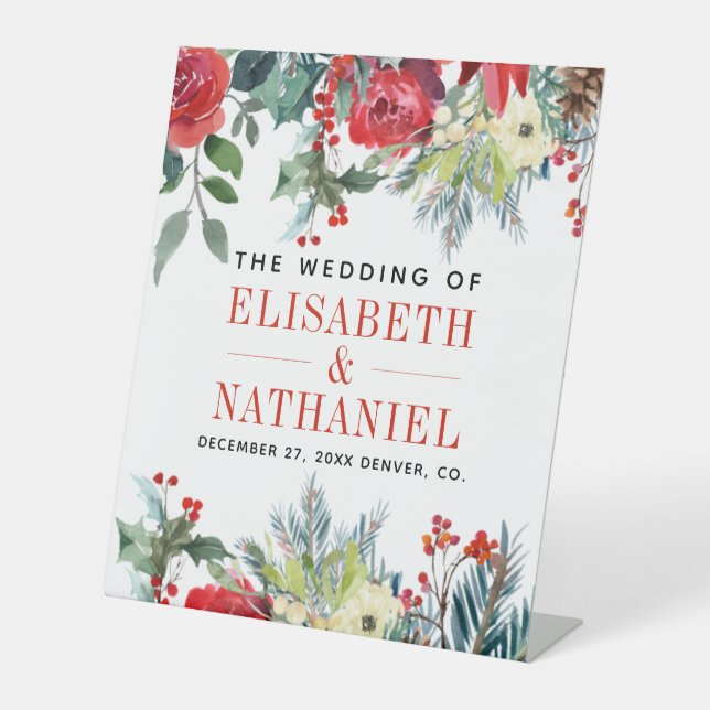 Signe De Table Noël mariage couple noms bienvenue (Recto)