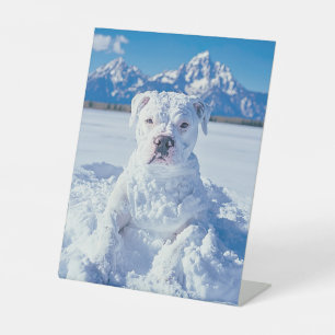 Signe De Table Noël Pitbull Chien Snowman