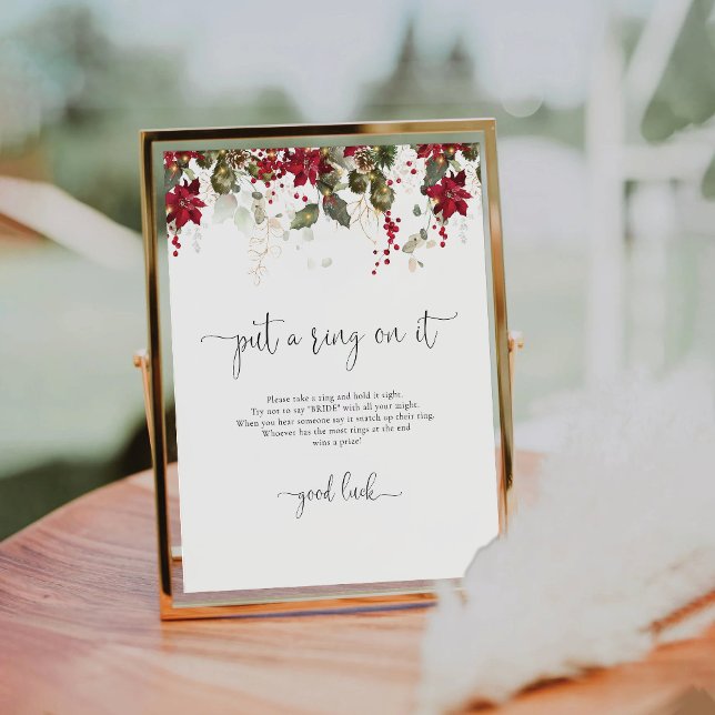 Signe De Table Noël Rouge Poinsettia Poser Une Bague Sur Le Panne (Créateur téléchargé)