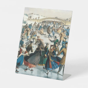 Signe De Table Noël victorien Central Park Currier & Ives